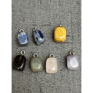 Tumbled Natural Gemstone Pendants Sodalite Crystal Smokey Quartz Healing Energy